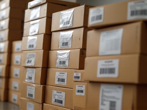 Neatly packed boxes with clothing ready for shipment.